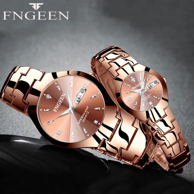 FNGEEN Fashion Steel Strap Quartz 'Couple' Watch