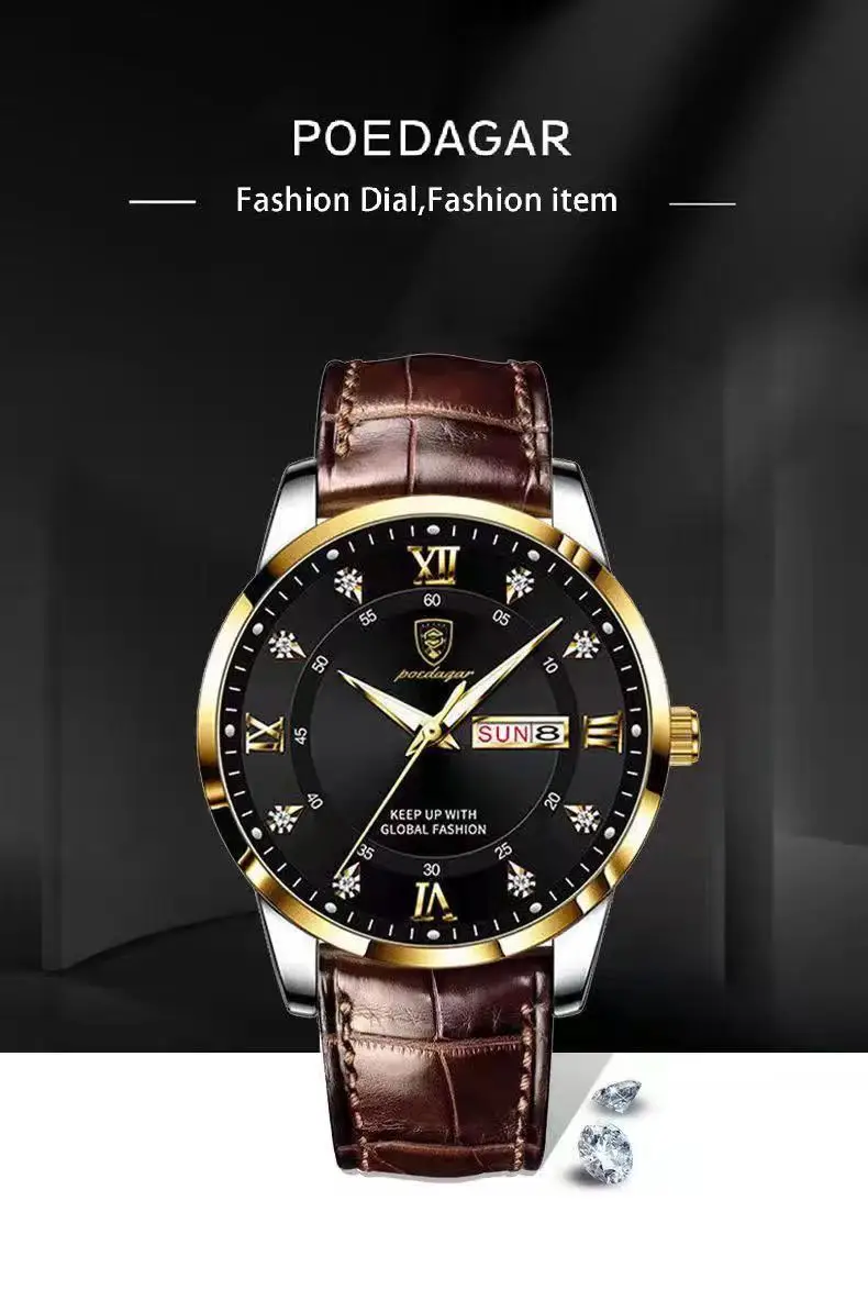 Men's Poedagar Luxury Leather Watch